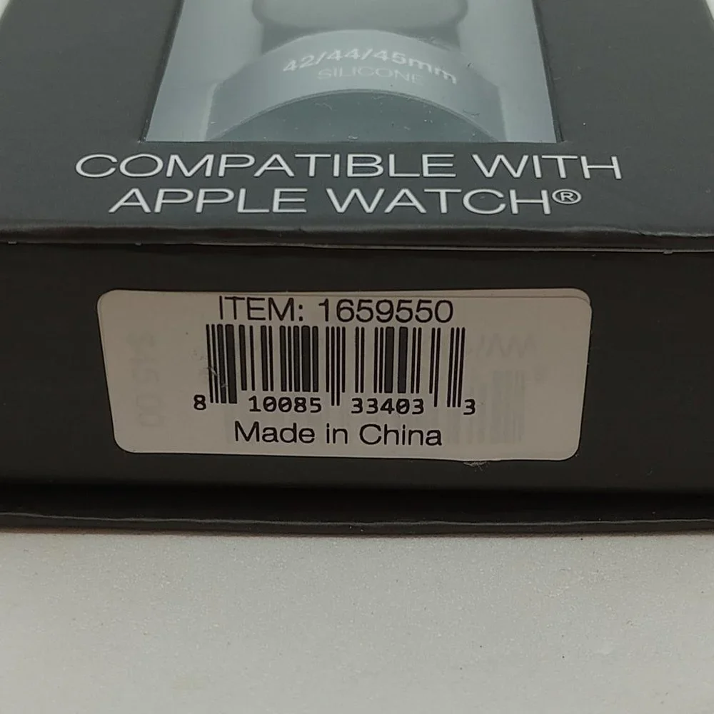 Vince Camuto 22mm Black Silicon Strap Fits Apple Watch 42/44/45mm